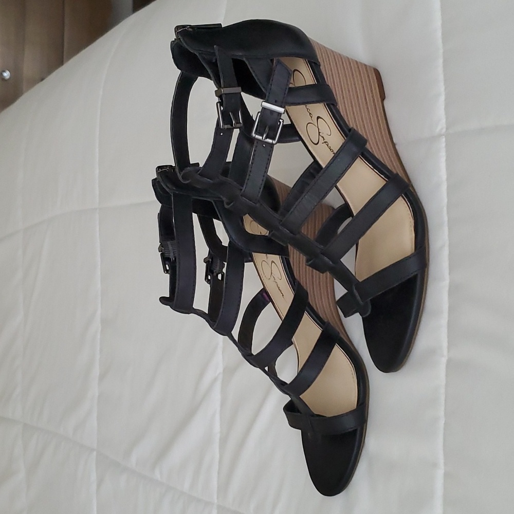 Jessica Simpson leather wedge sandals size 7.5